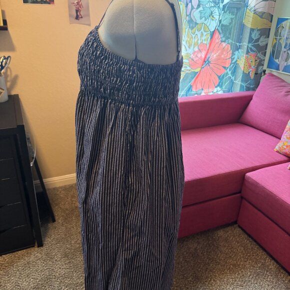 A New Day Navy Striped Smocked Maxi Dress – Size M - Picture 2 of 5
